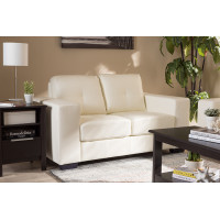 Baxton Studio U2470-White-LS (IDS06LT-LS) Adalynn Modern and Contemporary White Faux Leather Upholstered Loveseat